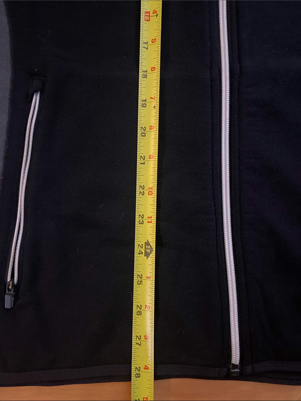Icebreaker Black Merino Wool Full-Zip Vest with Chest Zip Pocket and side panels - Picture 7 of 9
